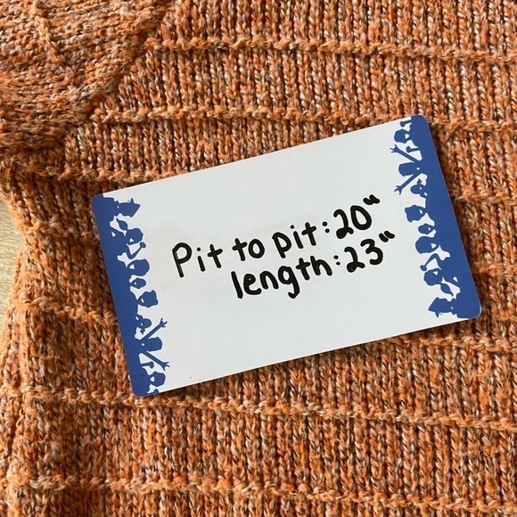 Solitaire Orange Gray Knit Soft Cozy Long Sleeve Sweater Funnel Turtle Neck - Picture 7 of 7